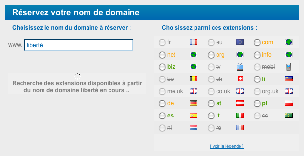 Commande du nom de domaine en AJAX chez OVH