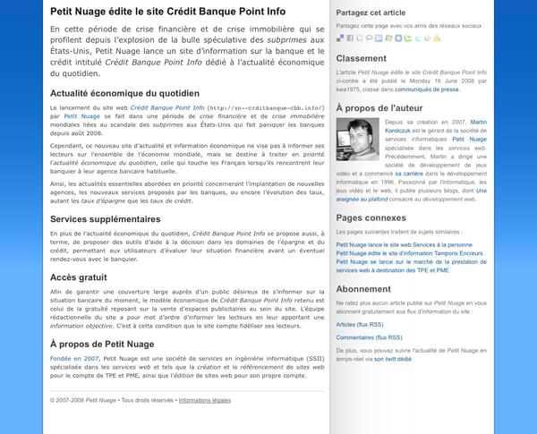 Maquette du futur site de Petit Nuage Prototype du futur site de Petit Nuage