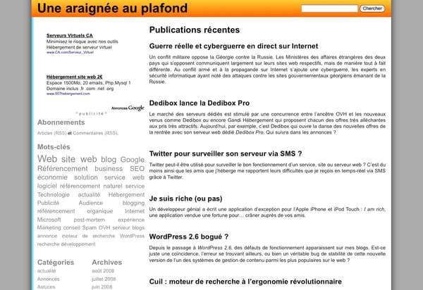 Une araignée au plafond Un site simple et pourtant ultra-moche