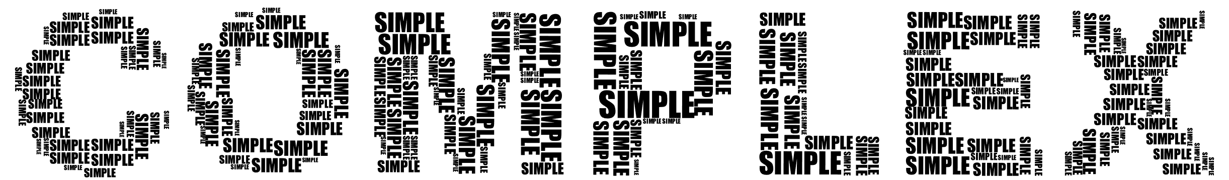 Le mot « COMPLEX » écrit avec les mots « SIMPLE »